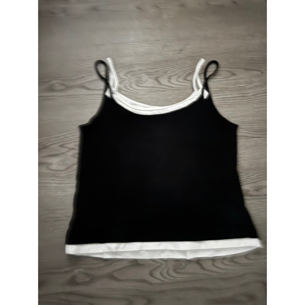 Wild Fable Black White Layered Camisole Tank Top Large Contrast Trim Strappy